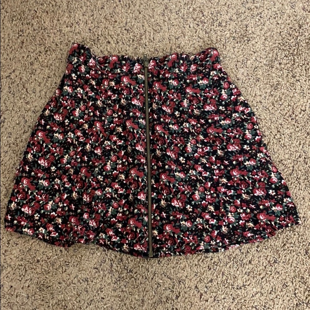 Red and Black Floral Skirt